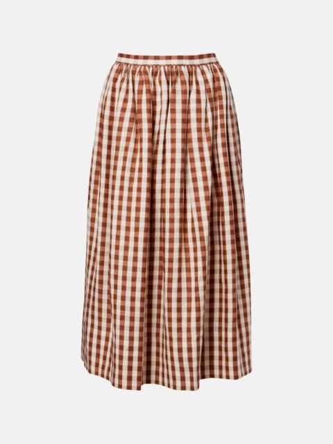 Ida gingham linen midi skirt