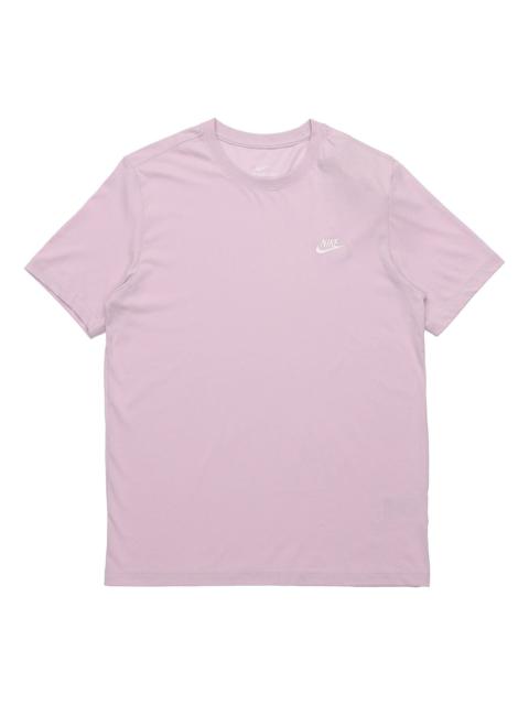 Nike Sportswear Club Embroidered Small Round Neck Short Sleeve Purple Lavender AR4999-576
