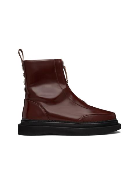 Brown Leather AJ1430 Zip-Up Boots