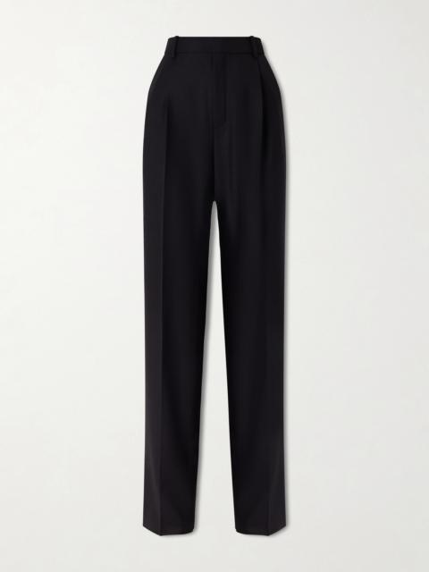 Pleated Wool Straight-leg Pants