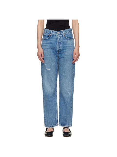 Blue 90's Mid Rise Straight Jeans