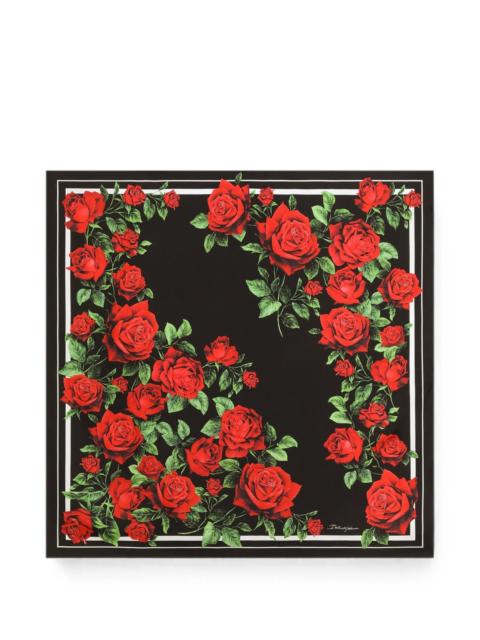 Dolce & Gabbana 90X90 ROSE-PRINT SILK TWILL SCARF
