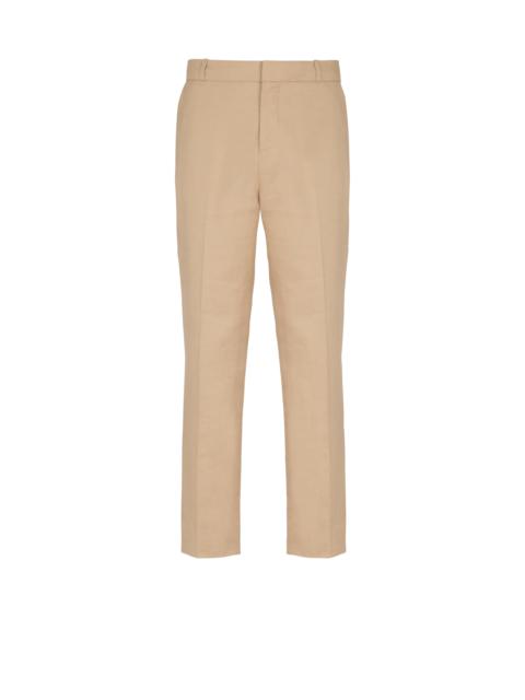 Straight-leg tailored canvas trousers