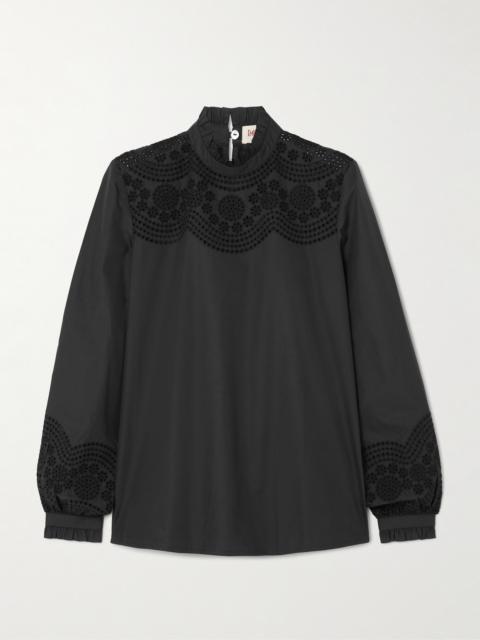 Mona Broderie Anglaise Cotton-blend Poplin Blouse