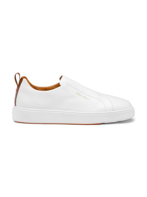 Men's white tumbled leather slip-on sneaker