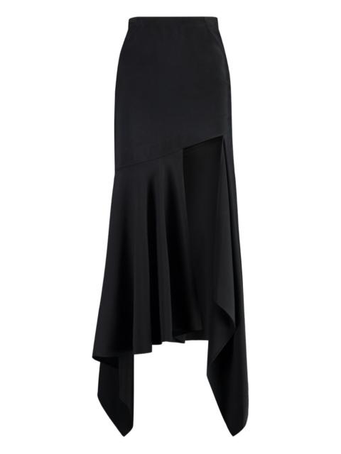 asymmetric-hem crepe skirt