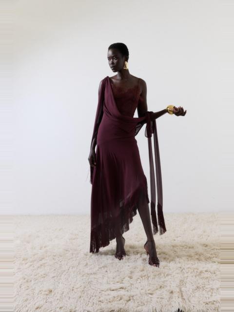 MISTRAL MIDI DRESS IN EARTH CHIFFON & LACE