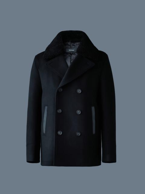 COLE wool double-breasted jacket with shearling collar