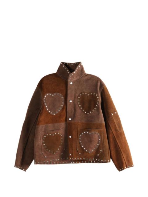 heart-detail studded overshirt