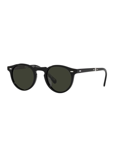 Gregory Peck Round Acetate Sunglasses, Black