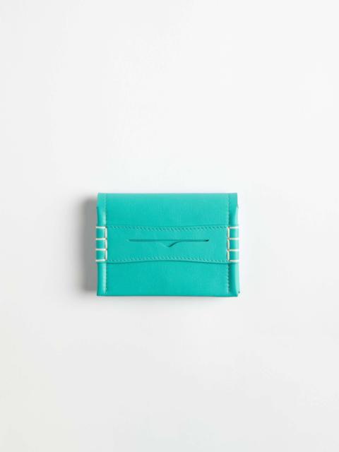 LEATHER LOAFER CARD HOLDER IN TURQUOISE