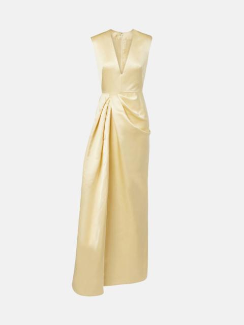 Draped silk satin gown