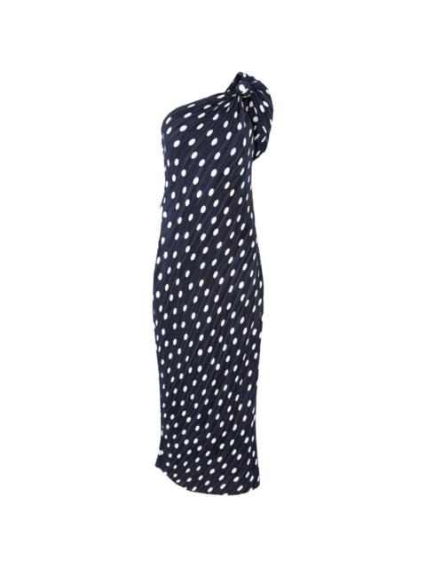 Terre one-shoulder dotted midi dress