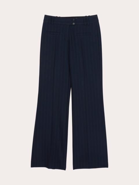 Pinstripe Straight-Leg Flare Trousers