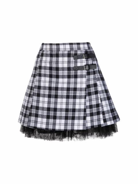 tartan-print pleated kilt mini skirt