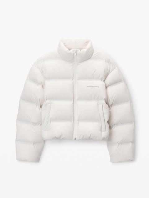 cropped channel puffer coat in feather & down