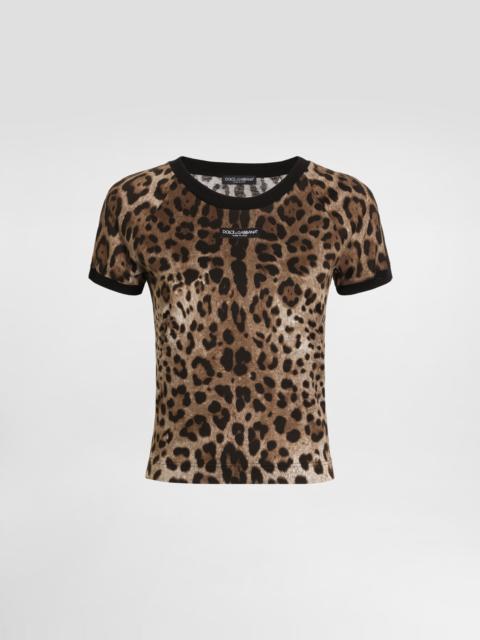 Leo-print jersey t-shirt