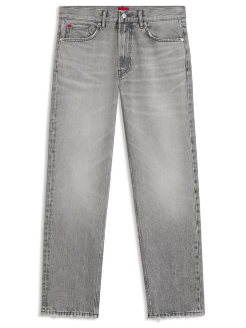 GREY REGULAR-FIT JEANS IN STONEWASHED DENIM
