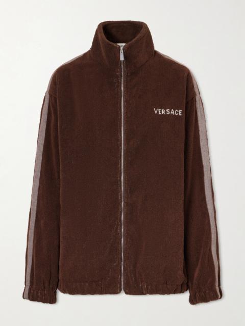 Jacquard-knit Cotton-terry Zip-up Track Jacket
