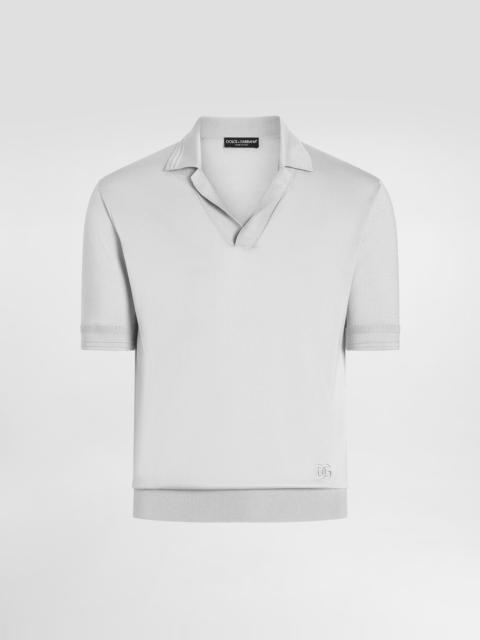 Satin silk polo shirt