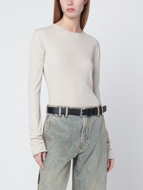 White crewneck cotton-blend top