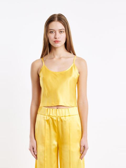 YELLOW SILK CROPPED CAMI