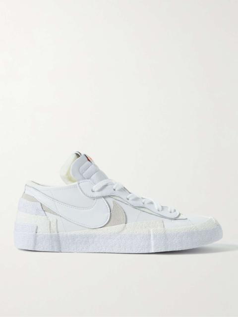+ Sacai Blazer Low Suede-Trimmed Leather Sneakers