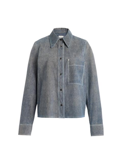 Slim Denim-Printed Suede Jacket blue