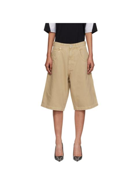 Beige Hip-Hop Denim Shorts