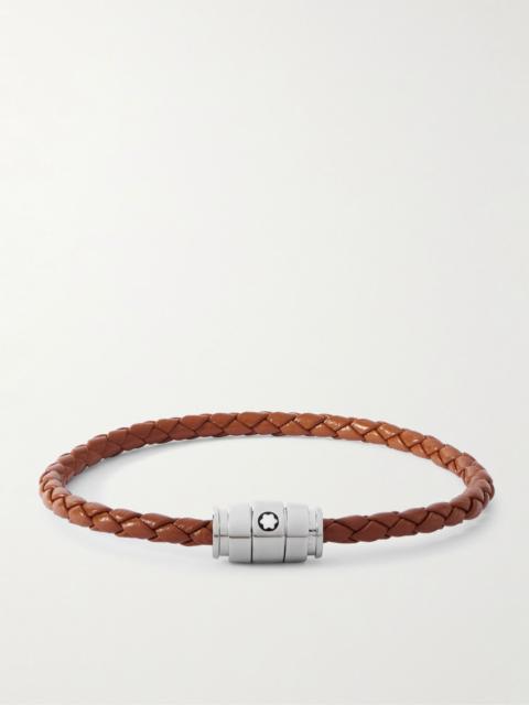 Meisterstück 3-Ring Stainless Steel and Woven Leather Bracelet Tan