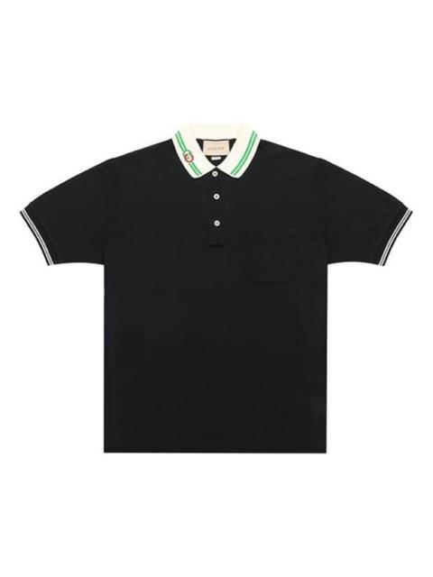 Men's Gucci SS21 Interlock Double G Short Sleeve Black Polo Shirt 658067-XJDI2-1043