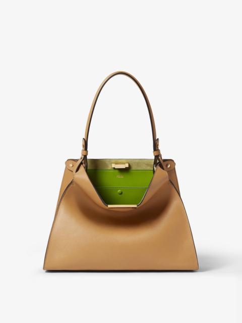 Fendi Way Medium Cappuccino leather and forest green suede bag