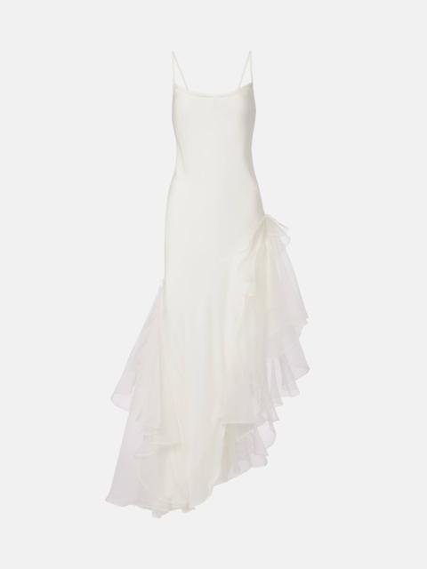 Bridal Sage Flounce ruffled silk cocktail dress
