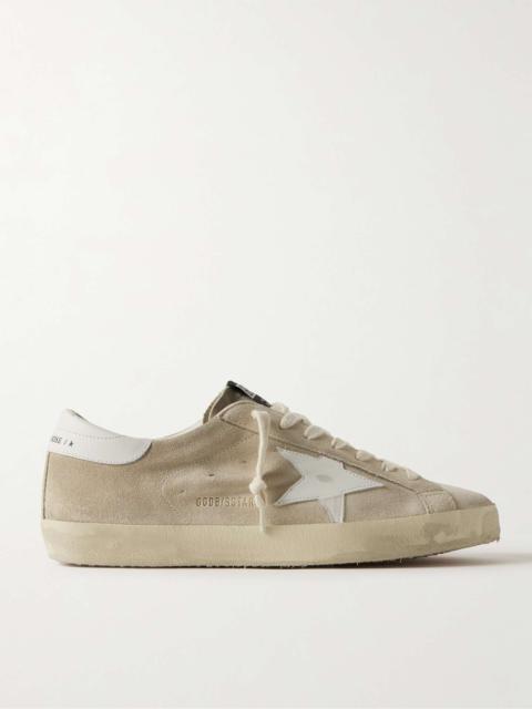Super-Star Distressed Leather-Trimmed Suede Sneakers