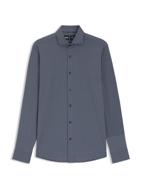 PRINTED SLIM-FIT SHIRT IN ITALIAN-MADE PERFORMANCE-STRETCH JERSEY