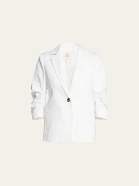 Khloe 3/4-Sleeve White Denim Blazer