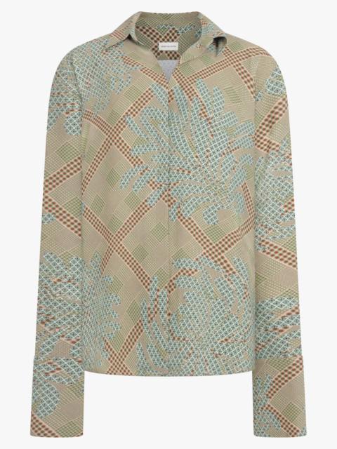 CELINDRA FLORAL MOTIF LS SHIRT | GREEN/MULTI