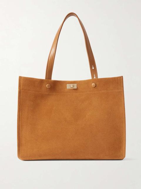 Mortimer small leather and suede tote Light brown