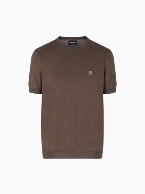 SHORT-SLEEVED SILK-COTTON JUMPER