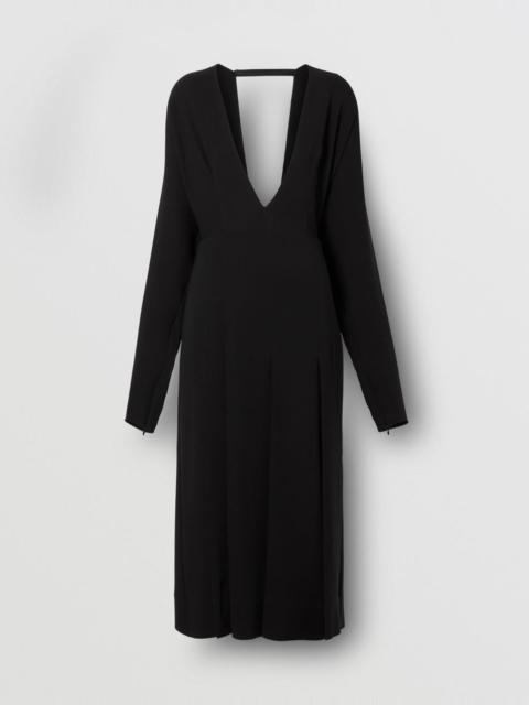 Pleated Silk Cady Dress with Detachable Slip