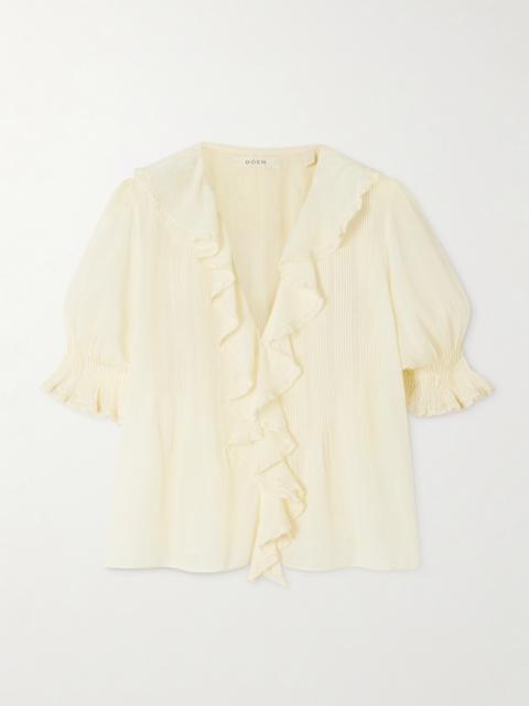 Henri Ruffled Pintucked Organic Cotton-voile Top