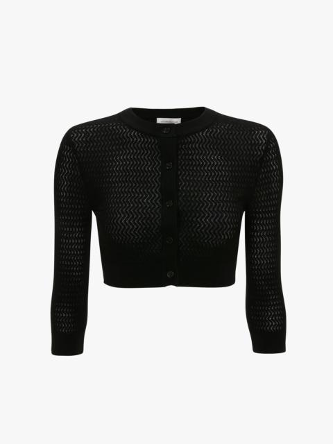 Cropped Sleeve Cardigan In Black