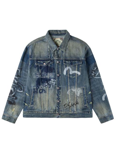 Allover Graffiti Printed Denim Jacket