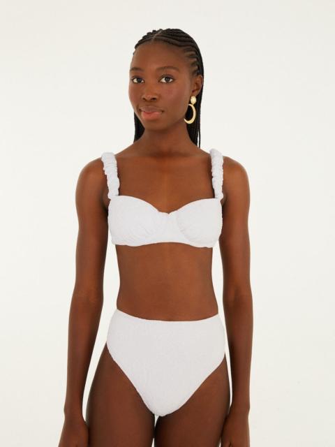 White Gerbera Daisy High Waist Bikini Bottom