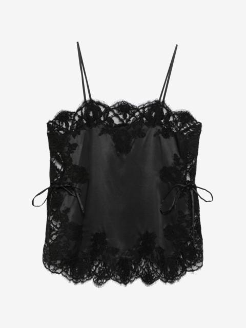 lace-trim silk camisole top