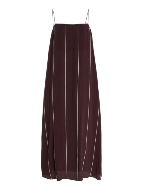 Orta Striped Silk Maxi Slip Dress brown