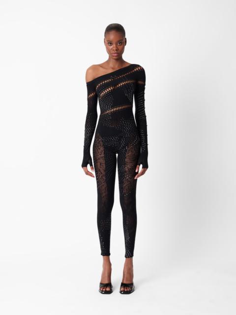 IVY LONG RHINESTONE JUMPSUIT BLACK