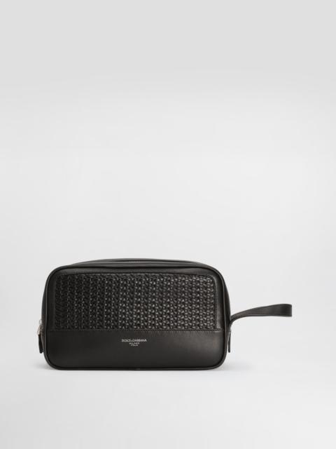 Woven plongé calfskin necessaire