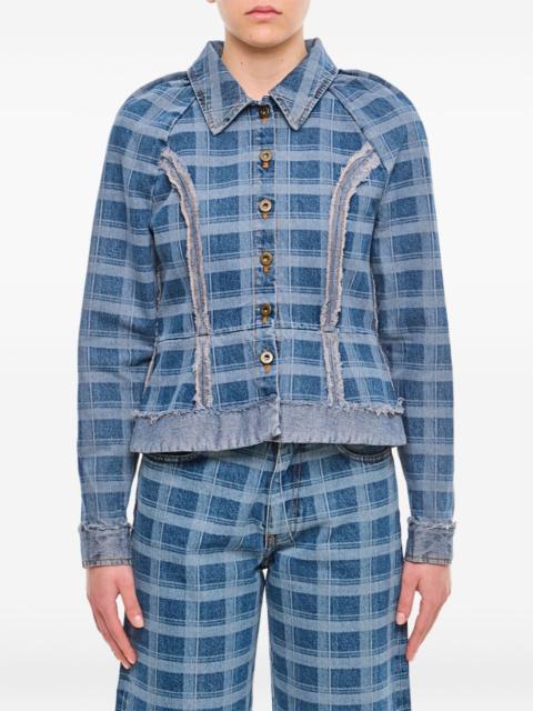 checked denim jacket