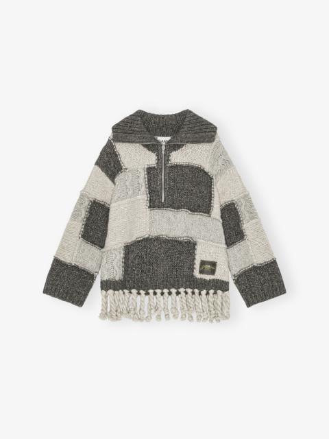 PATCHWORK FRINGE SWEATER